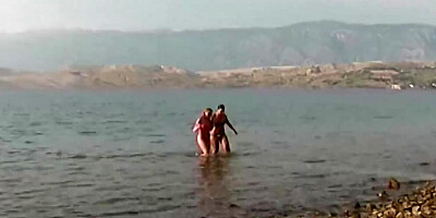 Two amazing German lesbians pleasing each other on the beach