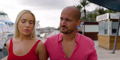 Depraved blonde Angelika Grays blows that lad and rides him at the balcony