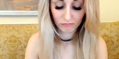 Young blonde hussy will help herself with a big dildo