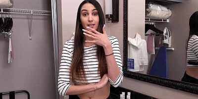 Slim brunette girl is getting her pussy fingered and banged by her stepbro