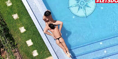 AGirlKnows - Carolina Abril and Anastasia Brokelyn Spanish Teens Lesbian Sex by the Pool