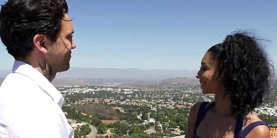 Spicy ebony girl Jada Doll is fucked outside by a white stallion