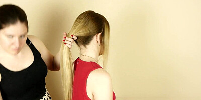 Do you have a hair play fetish like these two amateur dolls?