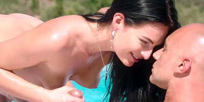 Leanne Lace blows her man and rides him on the sunny balcony