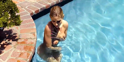 Pretty teen has affair with BF's hot dad by the pool