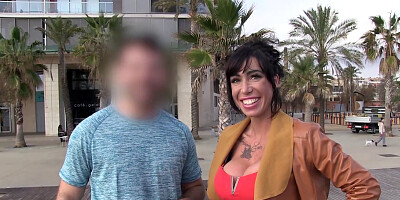 Stacked brunette dealing with a perfect boner after seduction