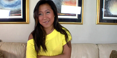 Full of confidence this Asian got her pretty face with a huge load of cum