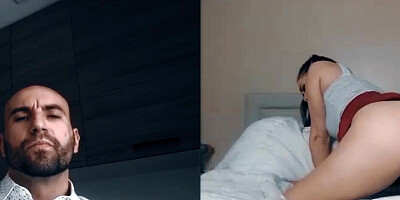 Daddy is skyping with his stepdaughter and wants to see her masturbating