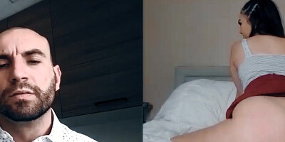 Daddy is skyping with his stepdaughter and wants to see her masturbating
