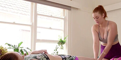 Two naughty girls are making out after a nice massage session