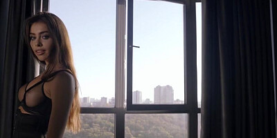 Smoking hot brunette doll is having fun in her solo performance