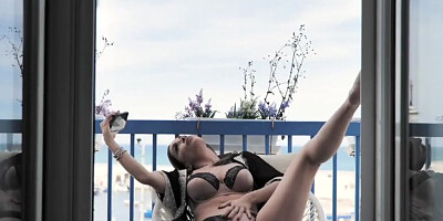After choking on a fat rod, the aroused harlot got sodomized hard