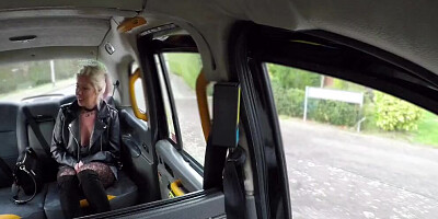 Mature woman Kate Truu teases a taxi driver and gets a cock