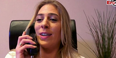 Blonde secretary gets her ass and cherry destroyed with a huge dick