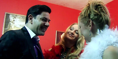 Two smoking hot babes got talked into drooling on some hard dicks before getting their tight holes fucked hard in different poses until they reach orgasms.