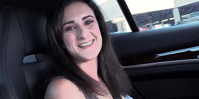 Astonishing brunette girl spreads legs to take a cock up the ass