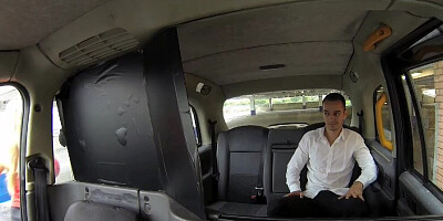Curvy blonde lady blows and handsome young hunk in a limo