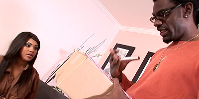 Her tits look amazing and they bounce while the black guy fuckes the Latina