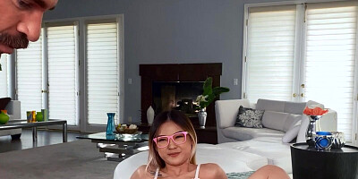 Petite Asian doll was eager to practice her sex skills on a fat cock