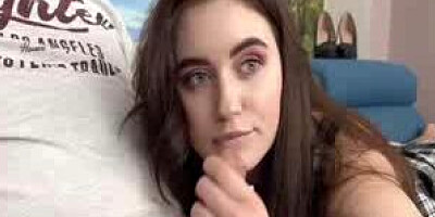 Brunette With Gorgeous Face Sucking Huge Cock
