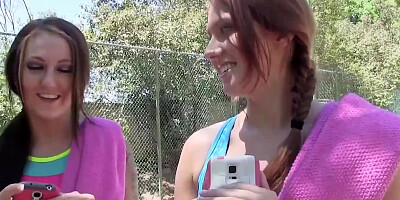 Lovely babes is getting bonked out in the open by a stranger