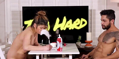 Cute Asian blonde lets the tattooed hunk pound her sweet pussy