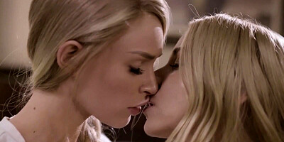 A pair of dazzling blondes are deriving a great amount of pleasure from sapphic love