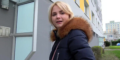 Public Agent Hot Blondes gets a Mouthful of Cum after Fucking for Cash