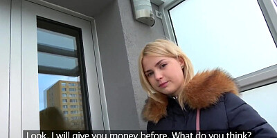 Public Agent Hot Blondes gets a Mouthful of Cum after Fucking for Cash