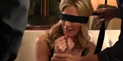 Insatiable blonde lady is shared between her cuckold husband and his buddy