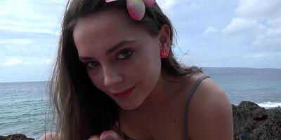 Brunette girl is having outdoor sexual intercourse with her horny boyfriend