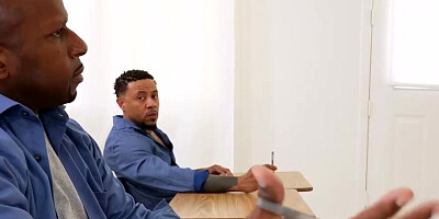 Cuckold watches as two black stallions are fucking his wife