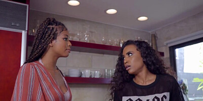 Nia Nacci and another black babe are sharing a white cock