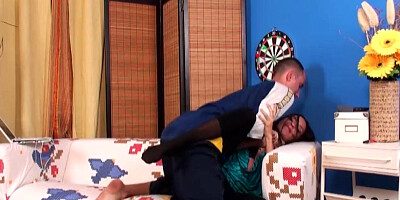 Horny Brunette Likes It Roughly Stuffed In Her Slut Mouth