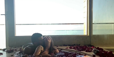 Hot white lady is enjoying interracial intercourse with a handsome black man