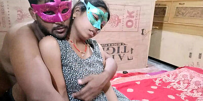 Two masked people from India are making a sex tape