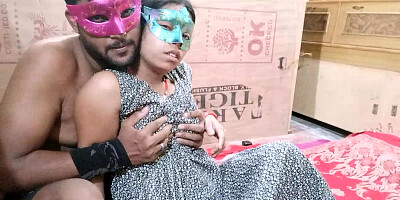 Two masked people from India are making a sex tape