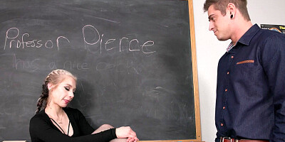 College babe Scarlett Hampton is horny for her professor's big cock