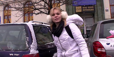Cute European blonde babe gets picked up and fucked in POV