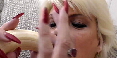 British Granny Dimonty Masturbates Her Mature Pussy With a Banana