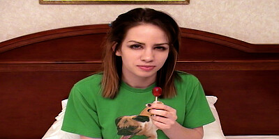 Inspection of a freshly shaved young pussy before stuffing it with a lolly