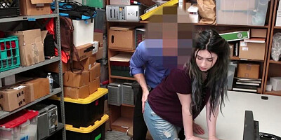 Busty teen girl is strip searched before having sex with a mall cop