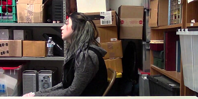 Busty teen girl is strip searched before having sex with a mall cop