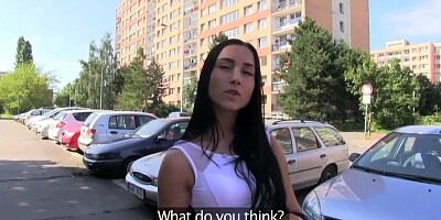 PublicAgent Stunning Black Haired Babe gets Fucked in a Car
