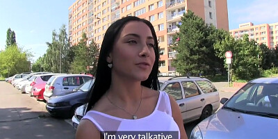PublicAgent Stunning Black Haired Babe gets Fucked in a Car