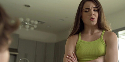 Horny brunette teen loves bothering her stepbrother for sex