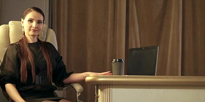 Jeny Smith is wrapped in a black outfit and does the role of a typical lady boss