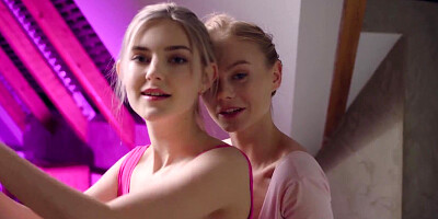 Petite blondes Nancy A and Eva Elfie are licking wet pussies