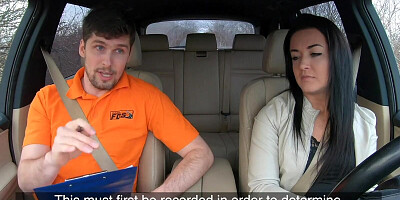 Fake driving instructor ended up fucking a smoking hot young sweetheart in a car