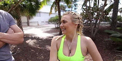 Beautiful blonde pussy in long braids gets pussy fucked for money